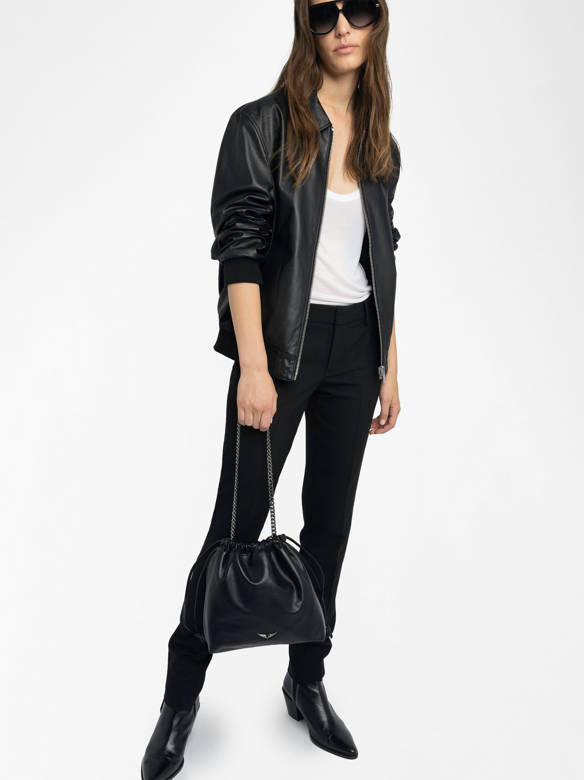 Rock Today Bag - Lambskin leather bag with chain strap and wing signature.